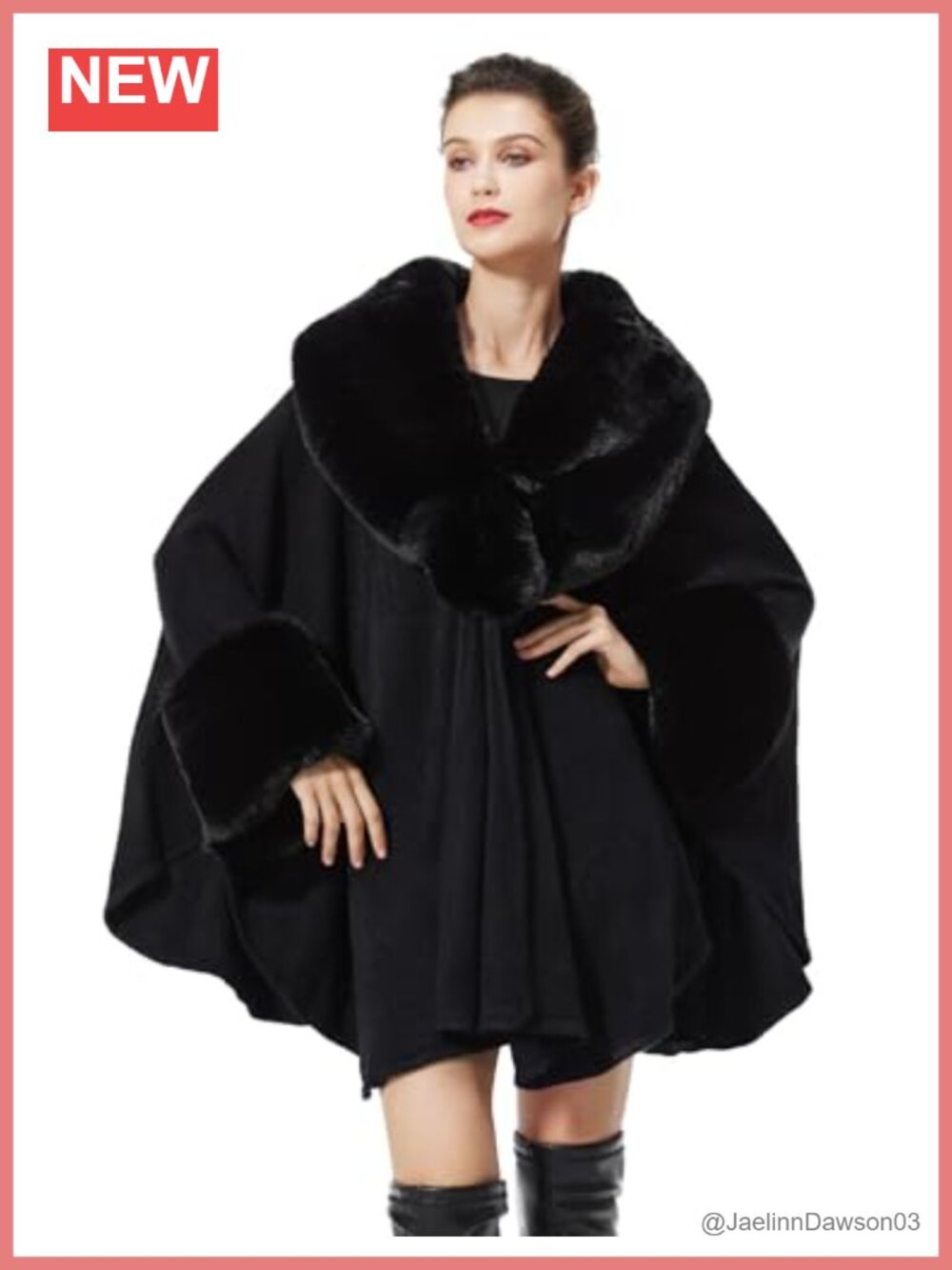 Faux Fur Shawl Wrap Sleeveless Cape with Fur Trim for Winter Weddings